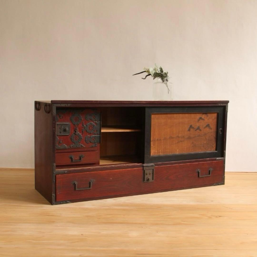 ローボード　2段　木製　収納棚　古道具　古家具　ビンテージ　アンティーク　レトロ