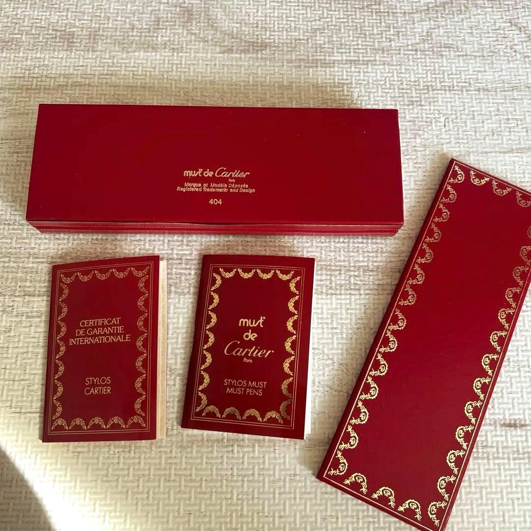 【美品】カルティエ　ボールペン　トリニティ　ゴールド　青インク　ストライプ