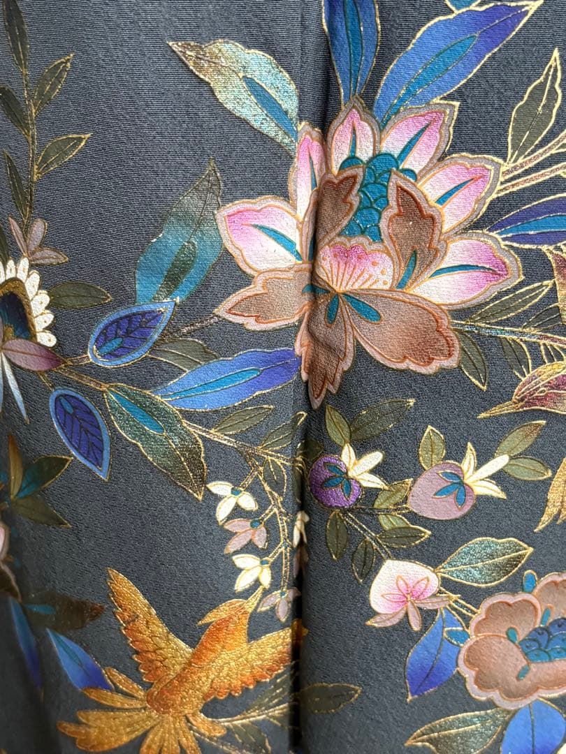 4点フルセット　正絹訪問着　袋帯　帯揚げ　帯締め