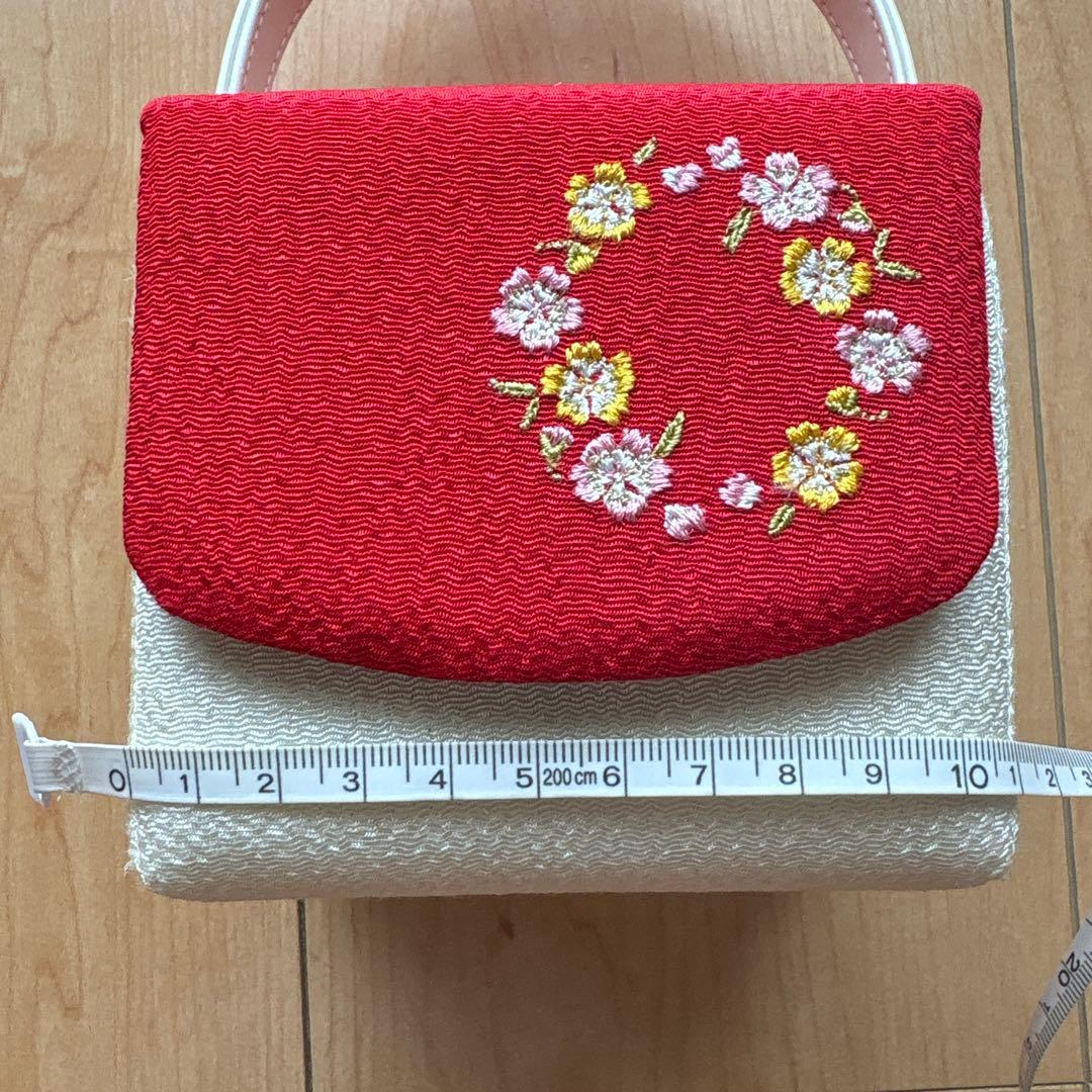 60 正絹？　真紅×小花柄　七五三着物セット　被布　3歳　日本製