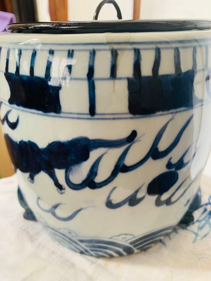 中国清時代染付水指(箱付き)