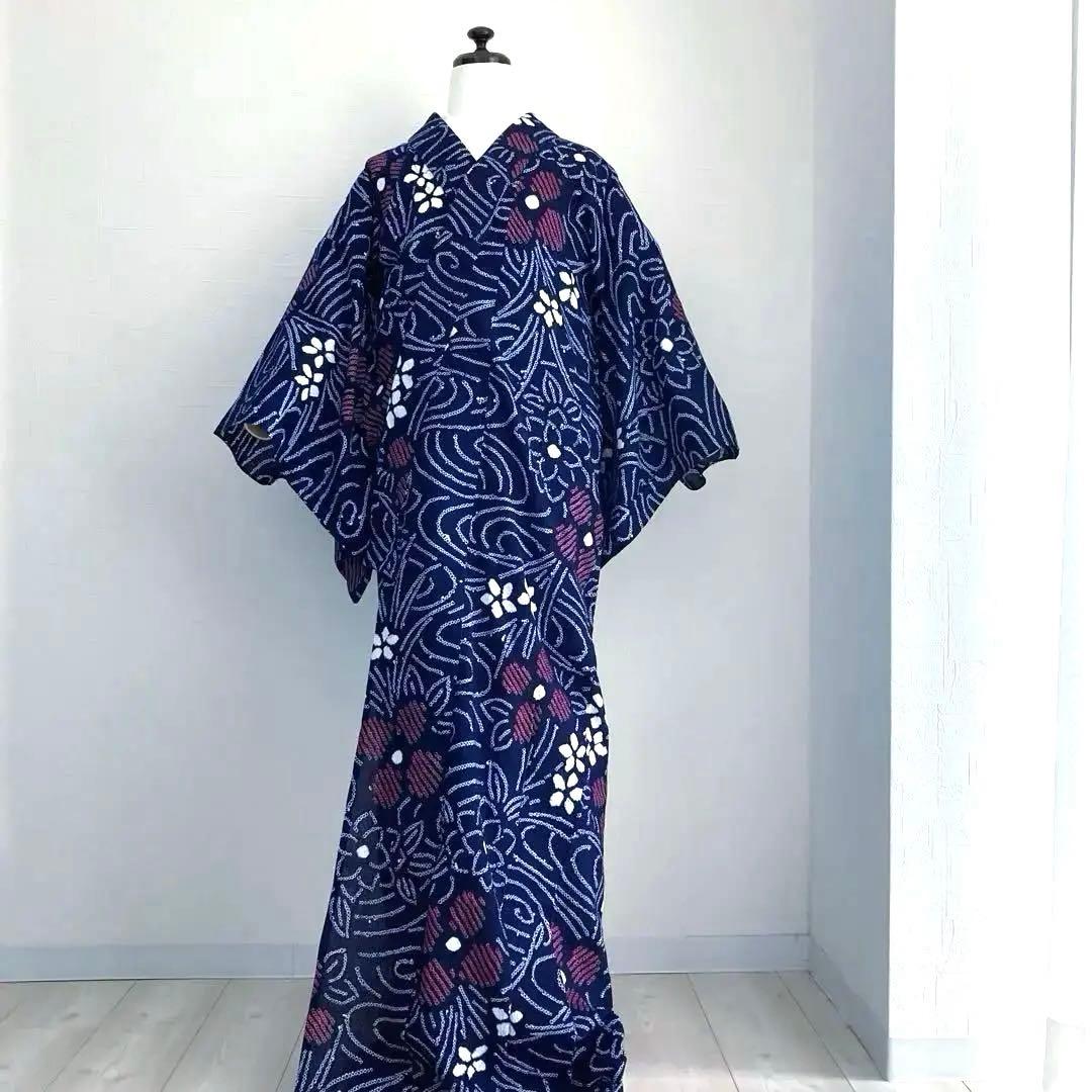 かなろうず　有松鳴海絞り浴衣　手縫い　上質　濃紺　絞り浴衣　No.6-68